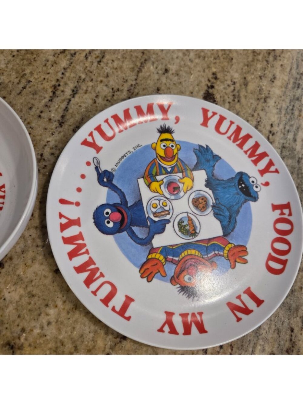 Sesame Street Muppets Child Plate Bowl Set Yummy My Tummy Yum Vintage Peter Pan - Picture 3 of 8